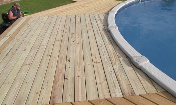 Pool deck with stain
